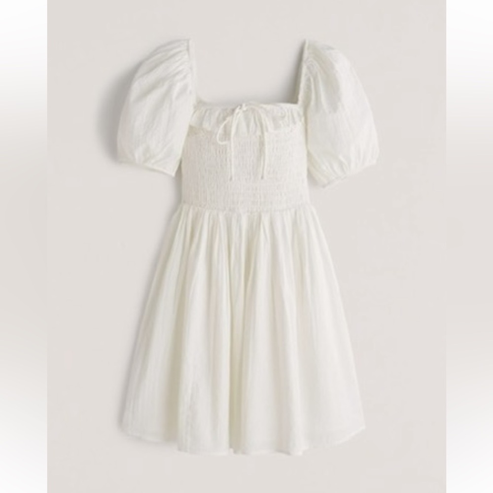 Abercrombie & Fitch Summer Cottage Smocked Bow Mini Little White Dress